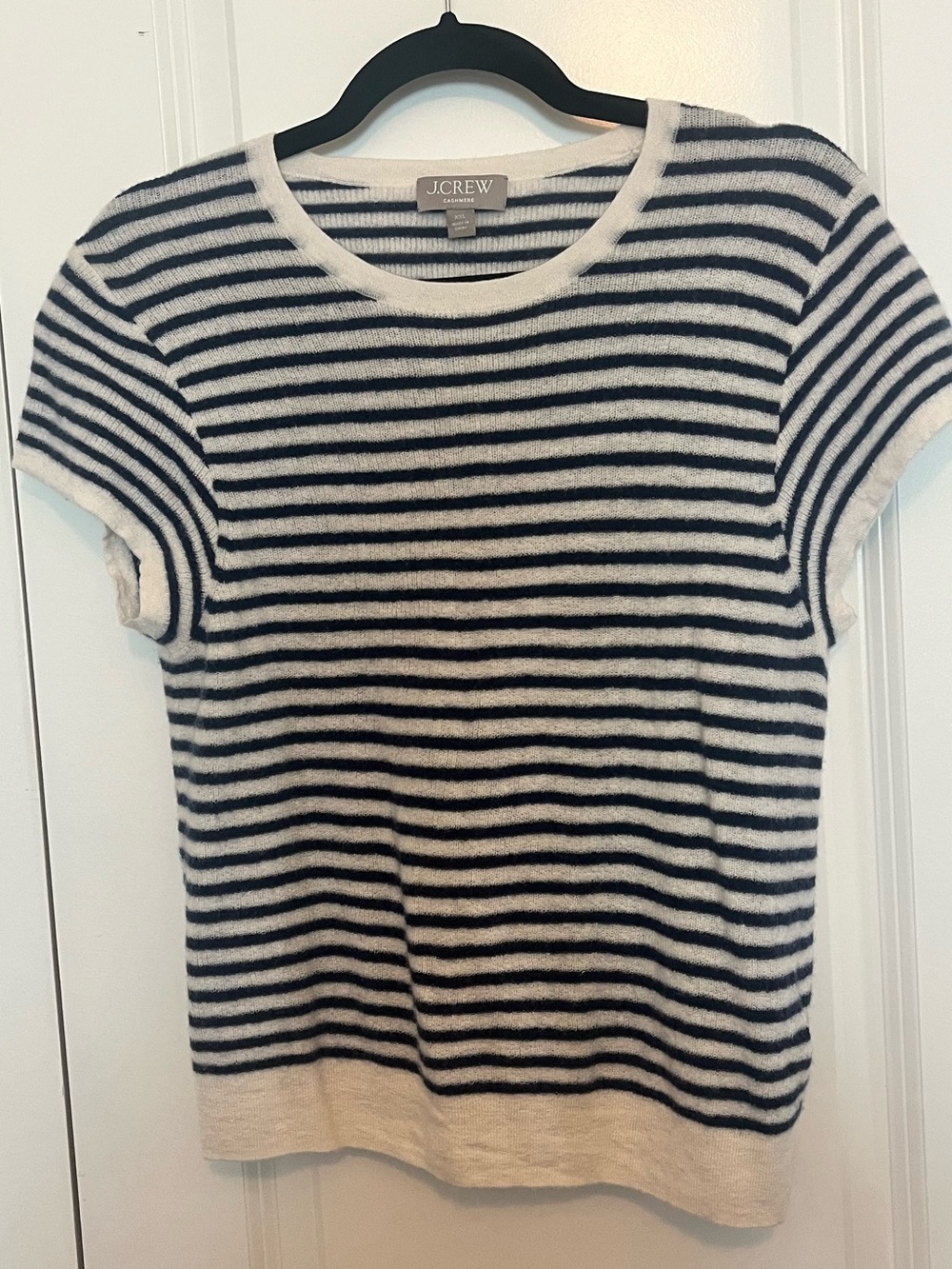 J.Crew Navy and White Striped Short Sleeve Tee
